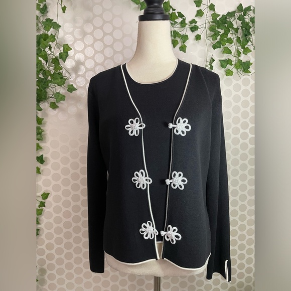 EVIE petite cardigan sweater black embroidered and tank top SIZE PS - Picture 16 of 17